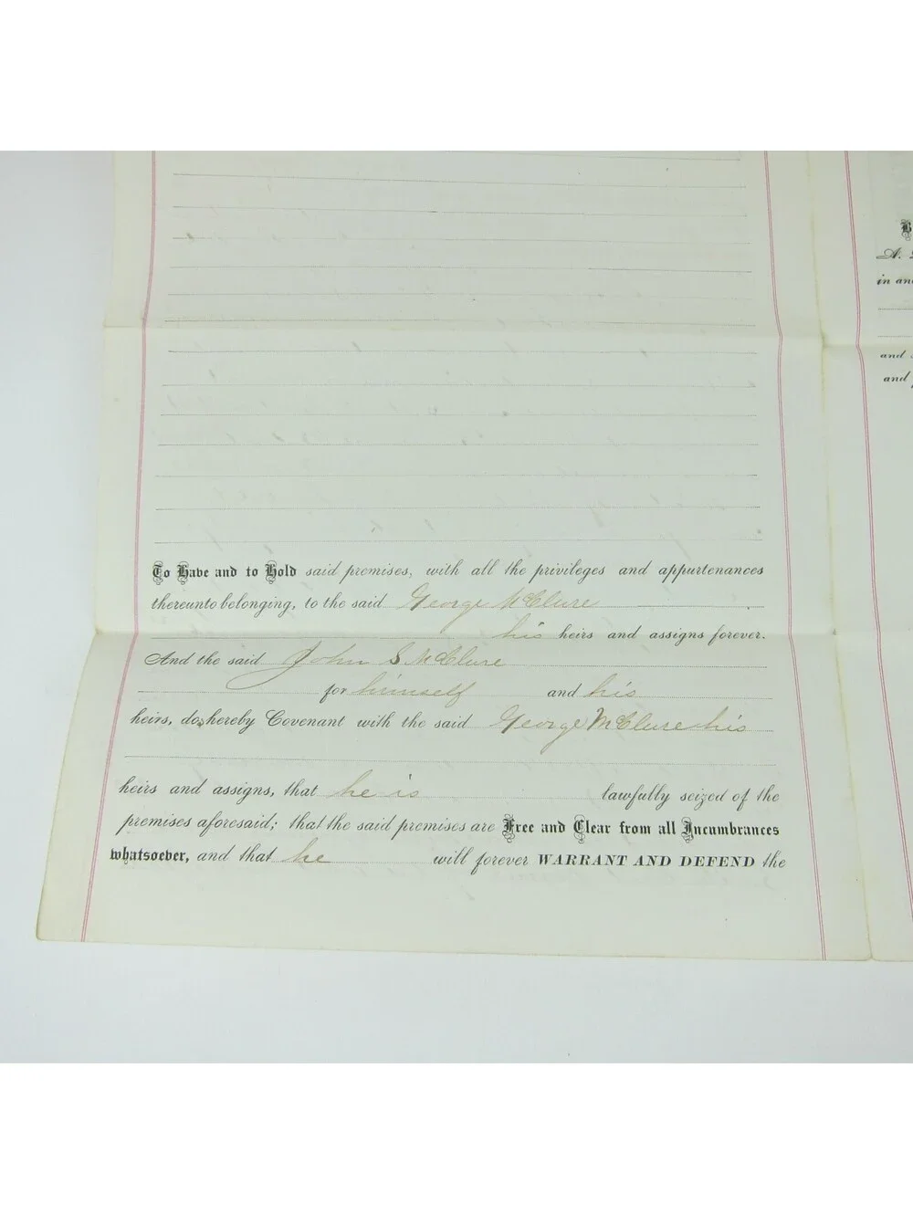 US Scott R81 Two Dollar Revenue Tax Stamp on 1870 Darke County Ohio Land Deed